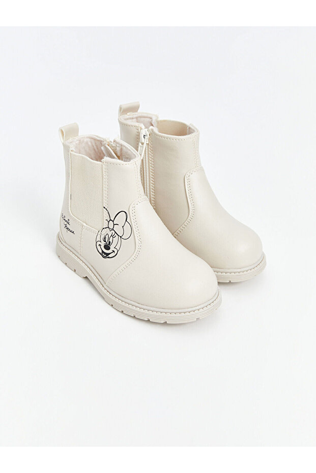 LCW STEPS Açık Bej Minnie Mouse Baskılı Kız Bebek Bot - 1