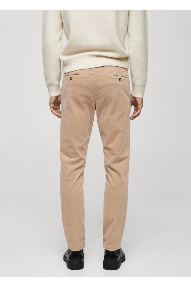 Dar kesim fitilli kadife pantolon - 4