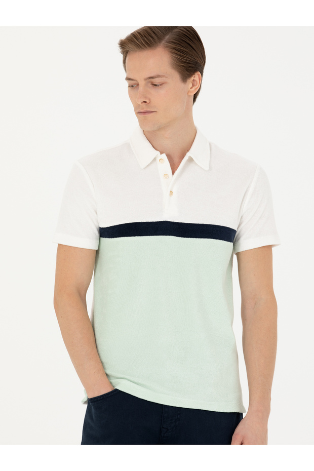 Green Slim Fit Polo Neck T-Shirt 50283240-Vr237