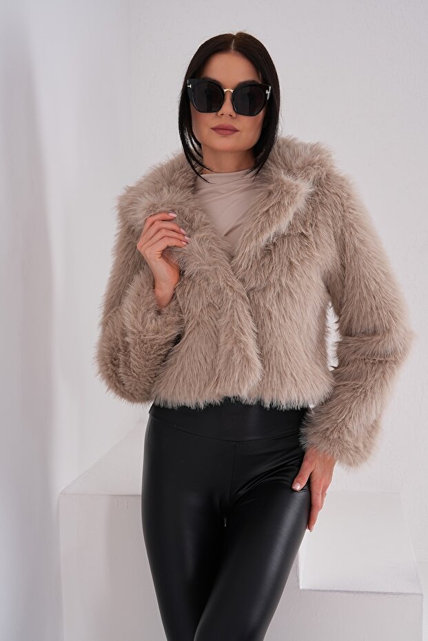 Yakalı Crop Boy Ceket - 8