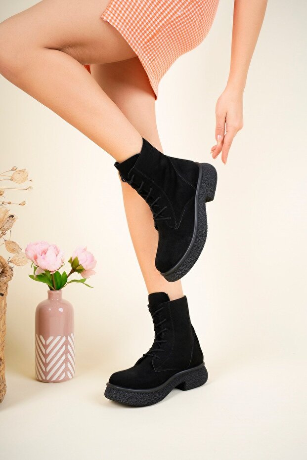 Bağcıklı Süet Bot SİYAH - 3