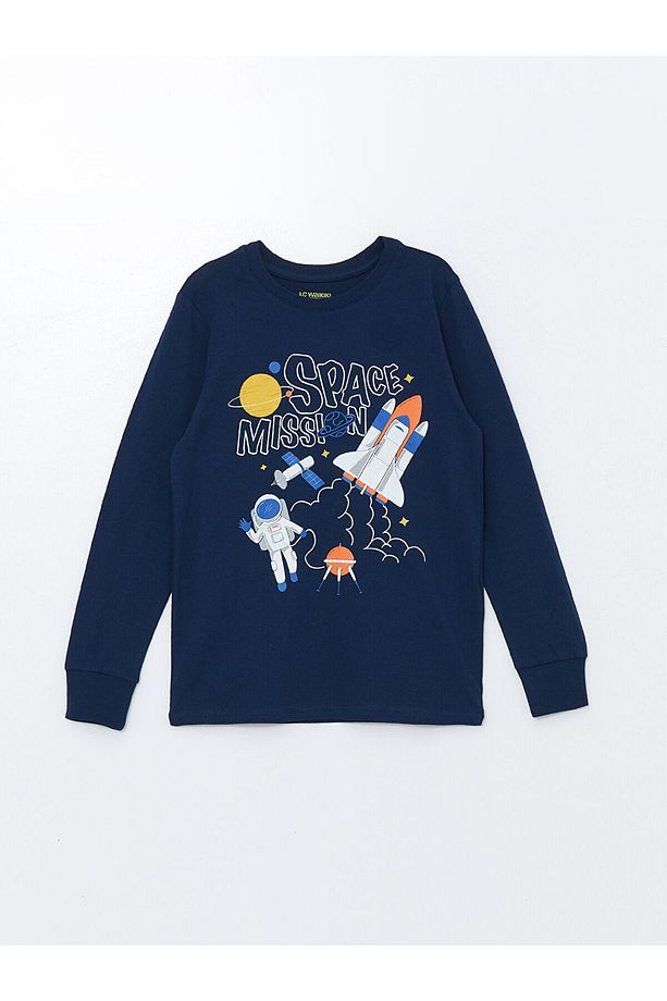 Lcwk Bisiklet Yaka Baskılı Uzun Kollu Erkek Çocuk Pijama Takımı - 2