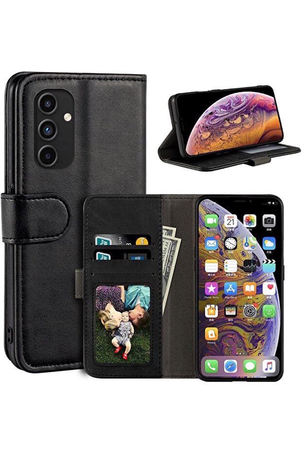 Samsung Galaxy S24 FE Kılıf 360 Tam Kaplar Deri Dokulu Kapaklı Cüzdanlı Standlı Kartvizitli Kapak - 1