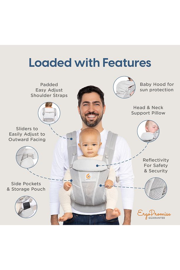 Omni Breeze SoftFlex Mesh ,0-4 Yaş ,4 Taşıma Pozisyonlu Kanguru ,Yeni Doğan ve Küçük Çocuklar için - 5