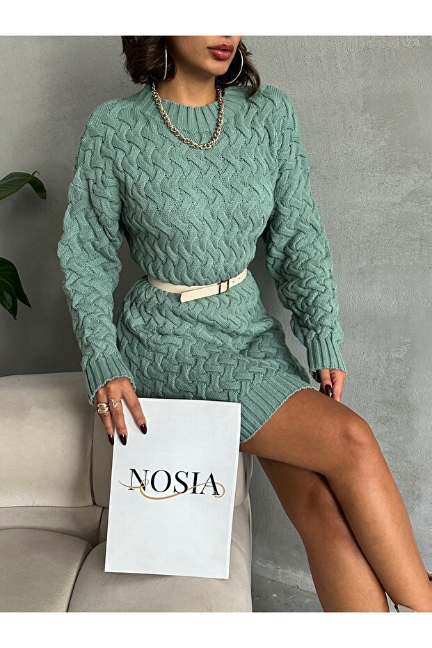 Cross Braided Casual Knitwear Tunic