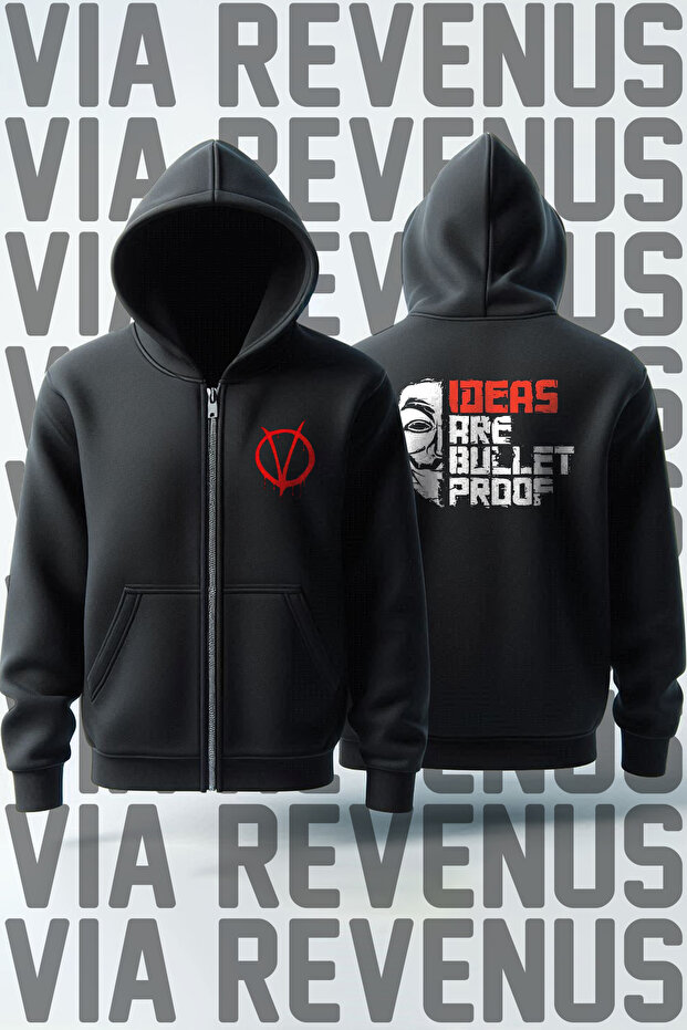Lead-Proof Front and Back Printed Unisex Zippered Hooded Sweatshirt Cardigan