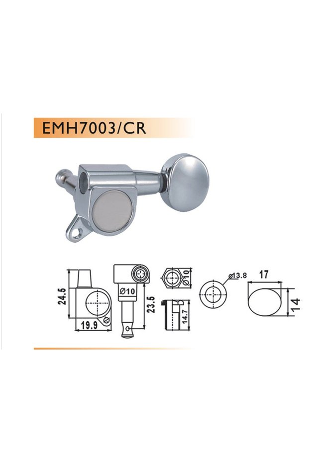 Emh7003Crr6 Electric Guitar Burgus, Set of 6, Right, Chrome, Round Electric Guitar Ear Chrome 6