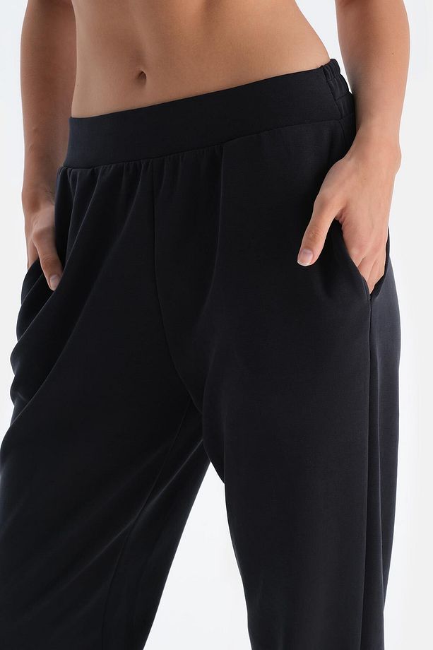 Siyah Kadın Modal Jogger Eşofman Altı - 6