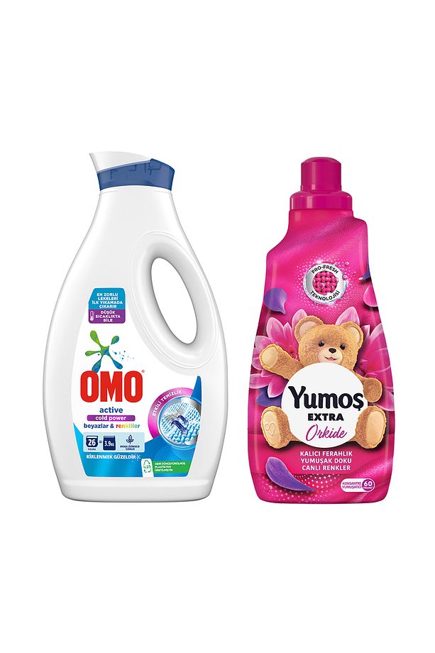 Omo Sıvı Deterjan Active Cold Power Beyazlar Ve Renkliler 1690 ml X1 Yumoş Extra Orkide 1440 ml X1 - 2