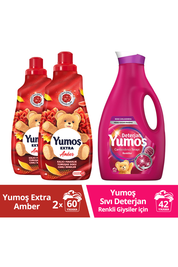 Amber Çamaşır Yumuşatıcı 1440 ml 2adet Deterjan Renkli Giysiler 2520ml1adet - 1
