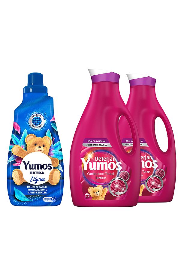 Extra Lilyum Konsantre Yumuşatıcı 1440 ml Renkli Giysiler Için Deterjan 2520 ml X2 - 2