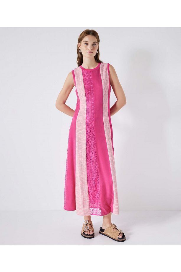 Colorblock midi elbise - 2