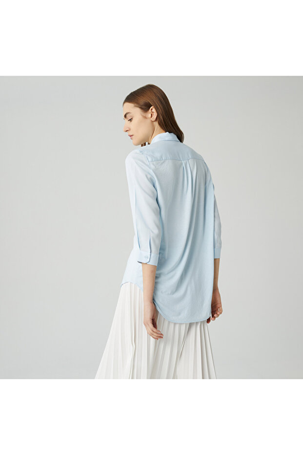 Kadın Relaxed Fit Mavi Gömlek - 2