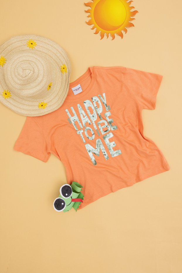 Girl's Salmon Crew Neck T-Shirt 50283278 -Vr047