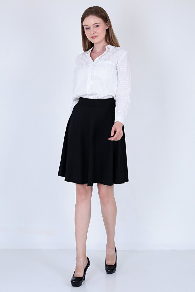 Kadın Siyah Kloş Dalgıç Etek - 5