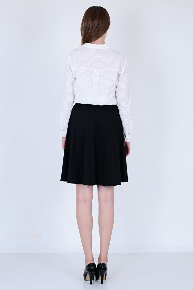 Kadın Siyah Kloş Dalgıç Etek - 8