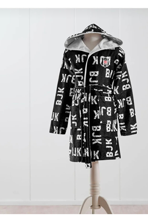 Children's Bathrobe with Beşiktaş Print 8-10 Years