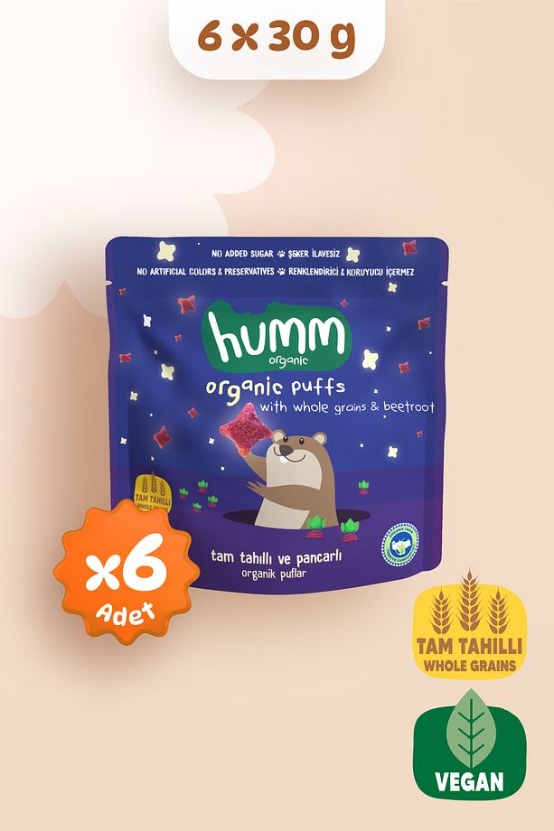 Organik Vegan Pancarlı Ve Tam Tahıllı Puflar Atıştırmalık Paketi - 6 Adet - 1