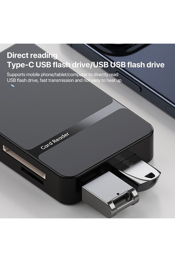 Çoklu 8in1 SD/TF/CF/MS/M2/Micro Hafıza Kart Okuyucu Adaptörü iPhone/iPad Type-C/USB  Cihazları - 5