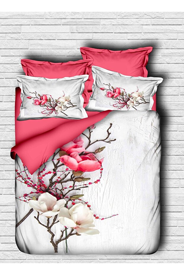 Gonca Flower 3D Digital Double Duvet Cover Set