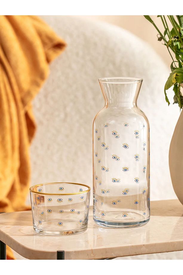 LCW HOME Mavi Baskılı Göz Baskılı Cam Sürahi 700 Ml - 2