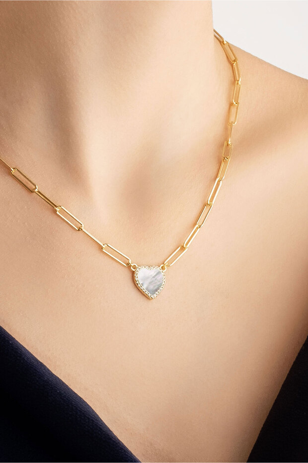 Kalbi 18 Ayar Sarı Altın Kaplama 44 Cm Gümüş Ataç Zincir Kolye - 4