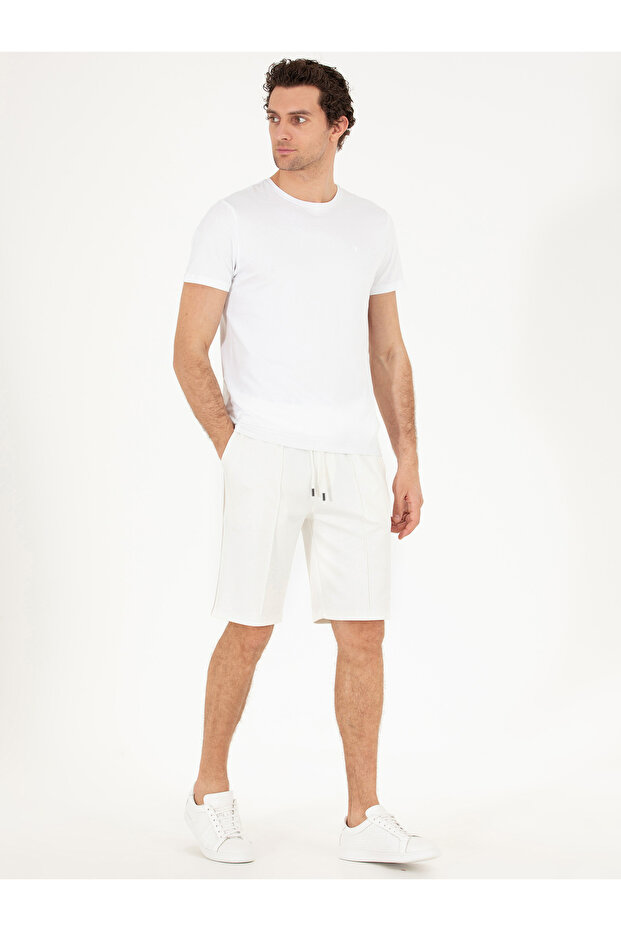 Ekru Slim Fit Örme Şort 50265677-VR019 - 3