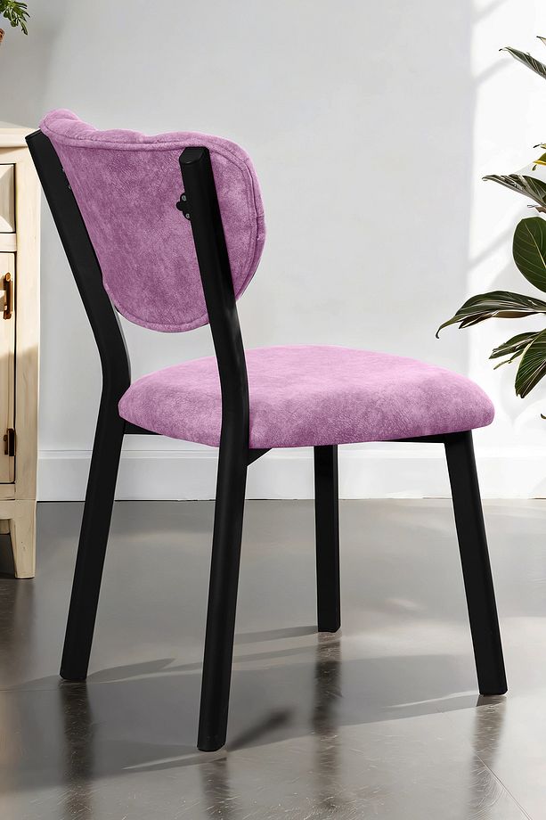 Elma Mutfak Sandalyesi Yemek Odası Kafe Restoran Kapitone Sandalye Silinebilir - Pembe - 2
