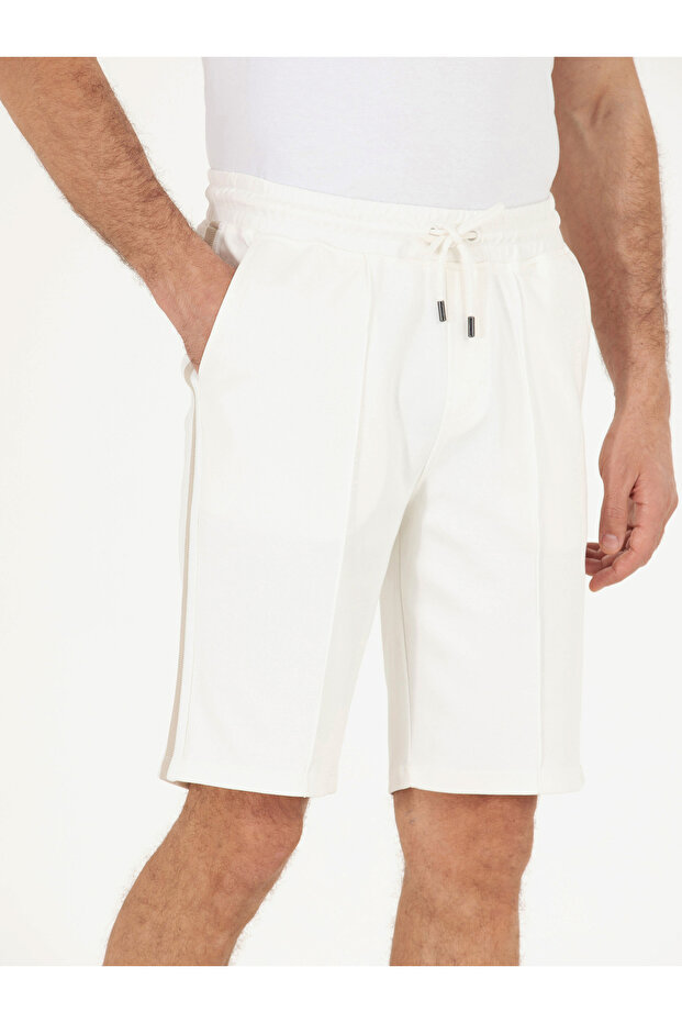 Ekru Slim Fit Örme Şort 50265677-VR019 - 6