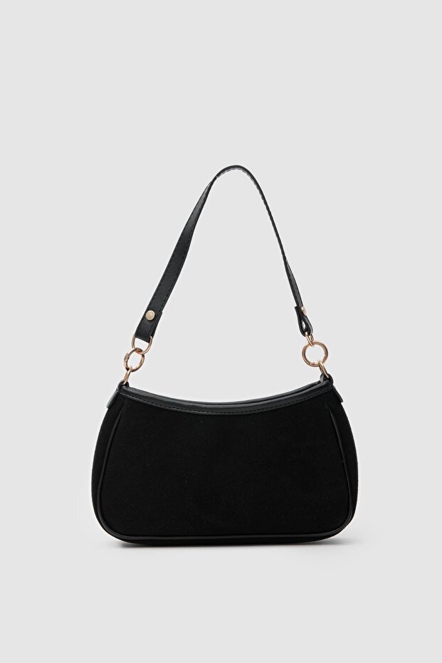 Farme Suede Baguette Bag Black