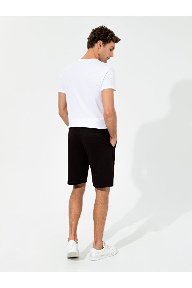 Siyah Comfort Fit Örme Şort 50247942-VR046 - 4