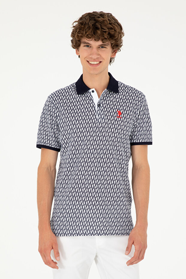 Men's Regular Fit Polo Neck Navy Blue T-Shirt 50281928-Vr033