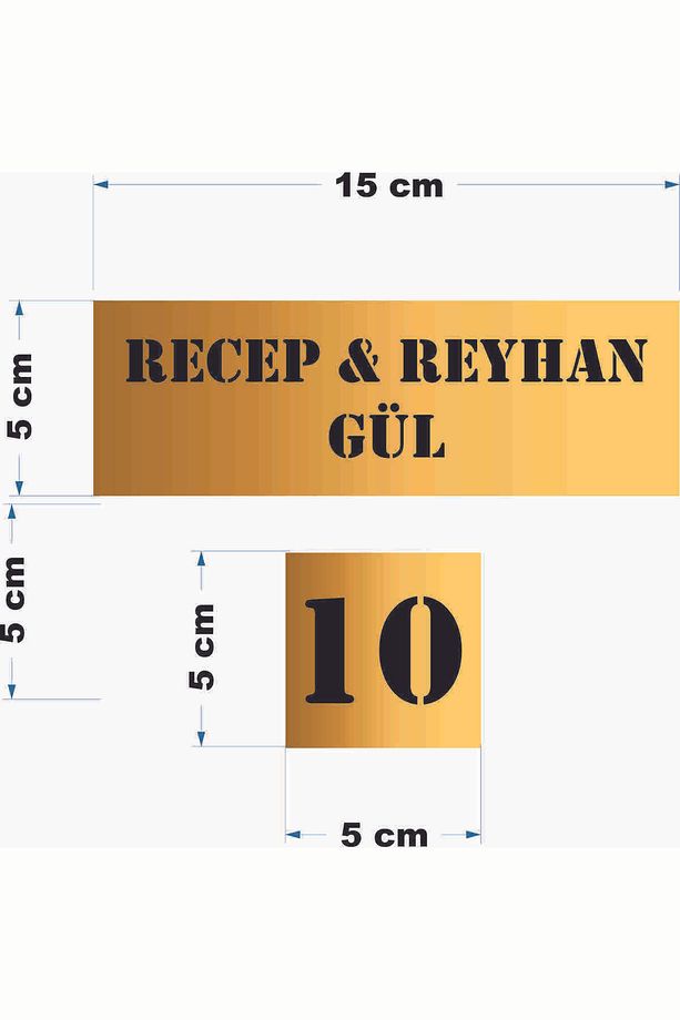KAPI İSİMLİĞİ AYNALI GOLD PLEKSİ DAİRE KAPI İSİMLİĞİ VE KAPI NUMARASI 2 Lİ SET - 3