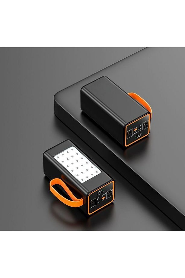 50.000 mAh Hızlı Şarj Kamp Işıklı 4x USB 1x Type-C 1x Micro 1x Lightning Çıkışlı Led Panel Powerbank - 1