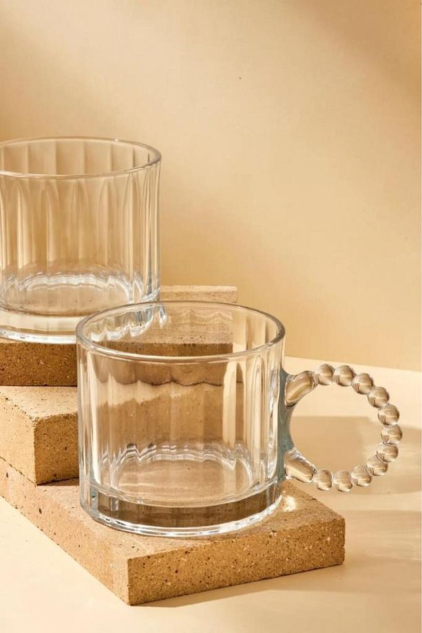 2 Adet Cam Boncuk Kulplu Bardak Kupa Çay Kahve Meşrubat Bardağı 250ml - 4