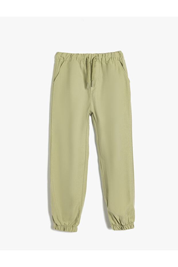 Viscose Jogger Pants with Tie-Waist and Pocket Detail