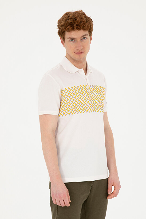 Men's Regular Fit Polo Neck Ecru T-Shirt 50281956-Vr019