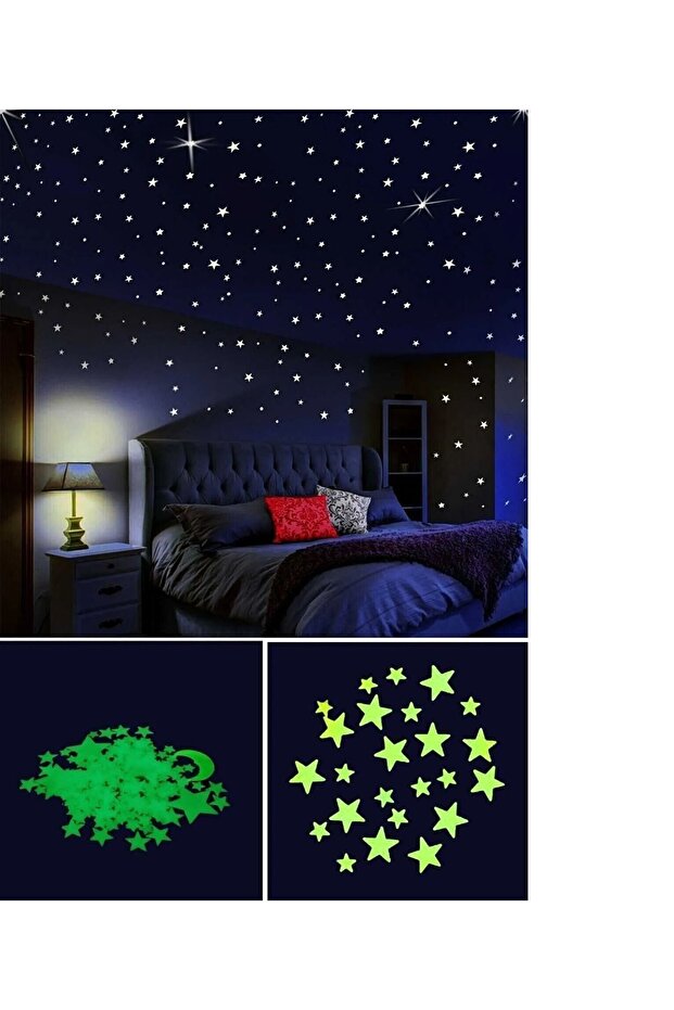 Ssdesıgn Gece Parlayan Fosforlu Duvar Tavan Süsü Yapışkanı Içinde Fosforlu Yıldız Gece Süsüüü - 1