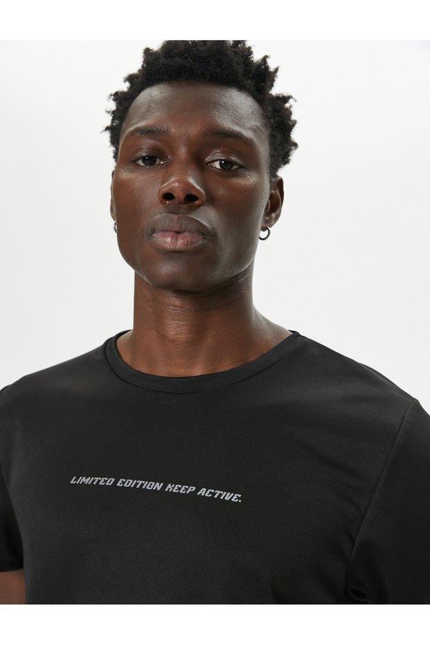 Sports T-Shirt Slogan Printed Short Sleeve Crew Neck