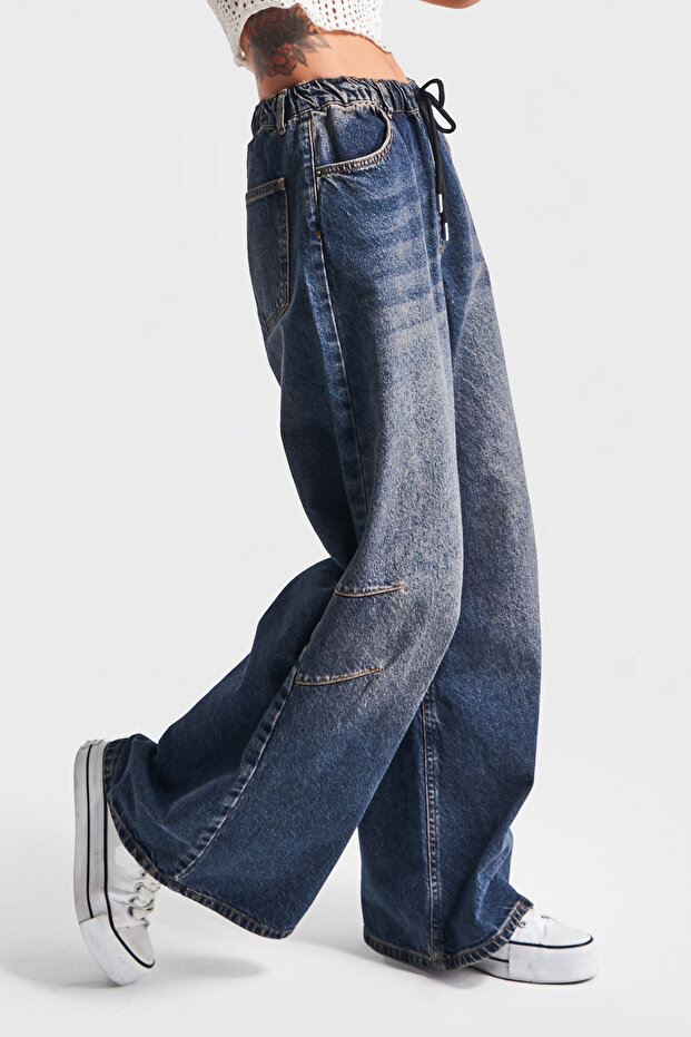 Kobieta T.Kot Kolor 2w48 Palazzo Fit z sznurowaniem w pasie Dżinsy z laskiem - 1