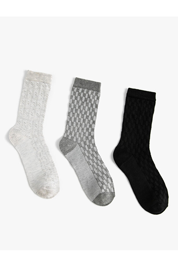 3-Piece Socks Set Geometric Patterned Multicolored - 2