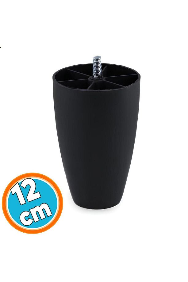 Mobilya Yükseltici Kanepe TV Ünitesi Koltuk Ayağı Baza Ayakları Siyah Oval Plastik Ayak 12 cm 4 Adet - 6