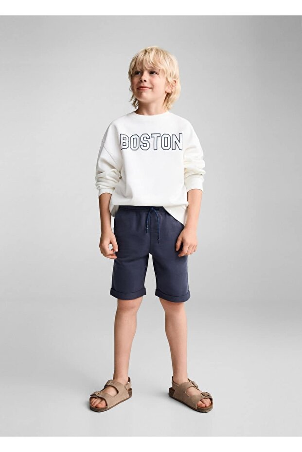 Beli elastik pamuklu bermuda şort - 2