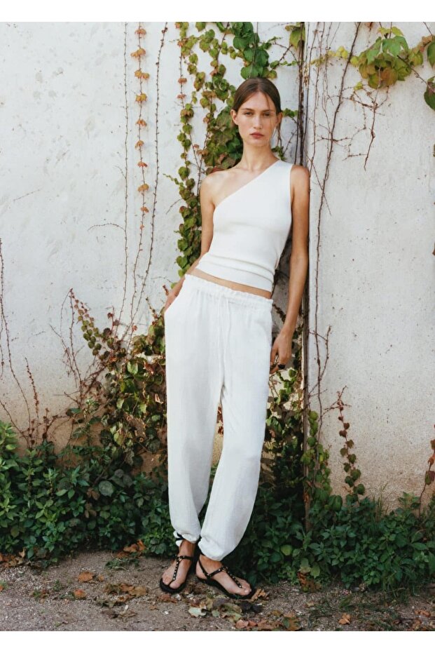 Beli elastik pamuklu pantolon - 6