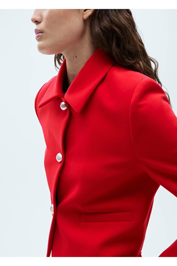 Düğmeli cropped ceket - 6