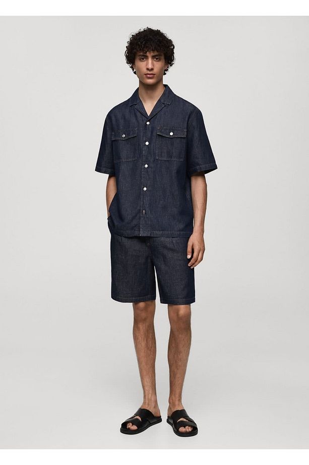 %100 pamuklu denim görünümlü bermuda şort - 2