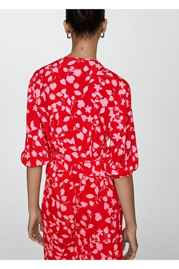 Gemusterte Bluse mit Bindedetail - 4