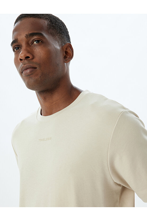 Slogan Printed T-Shirt Crew Neck Short Sleeve Cotton