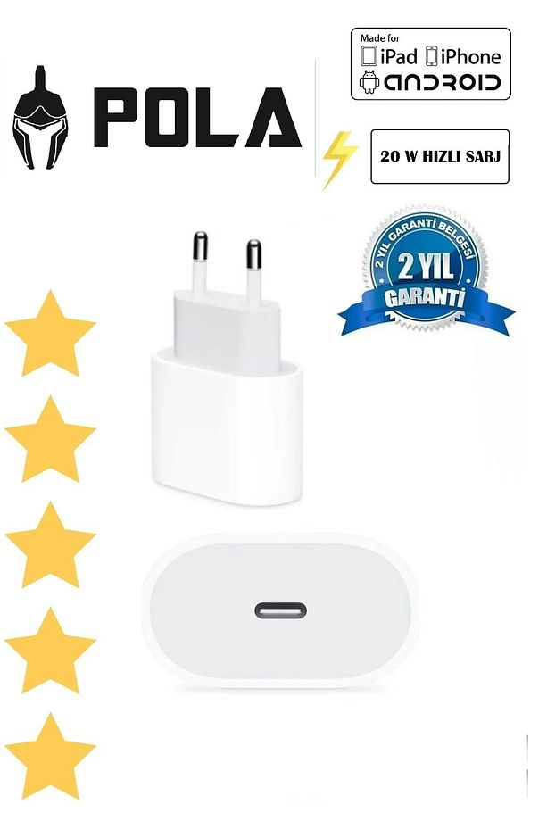 Yeni Nesil Type-c Girişli %100 20w Hızlı Adaptör Iphon Ve Tüm Telefonlarla Uyumlu - 1