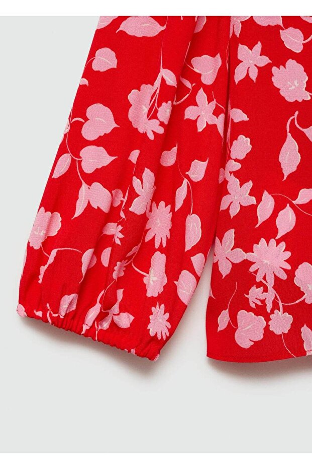 Gemusterte Bluse mit Bindedetail - 5